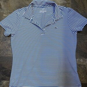 Vineyard Vines White and Blue Fitted Polo